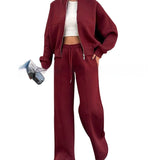 Set Mit Regular-Fit-Hose Und Geradem Bein - Cheyenne in Weinrot