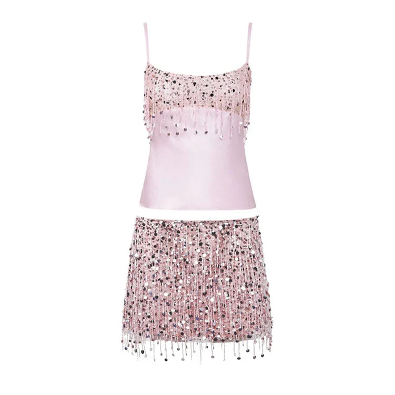 Alina | Pailletten-Tassel Bikini Set