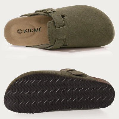 Kidmi | Clogs Schuhe für Frauen und Männer aus Wildleder mit Kork-Fußbett