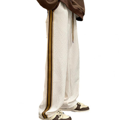 Avelena | Herren Weite Bein Geometrische Textur Hose