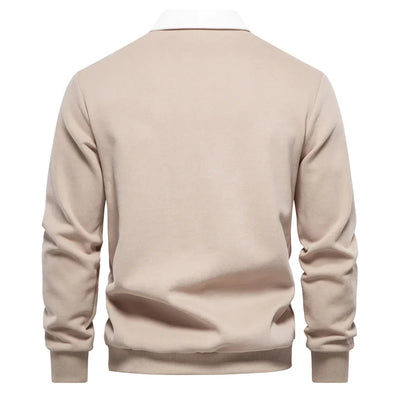 Klassischer Langarm-Pullover | Minimalistisch und Elegant | Kontrastkragen