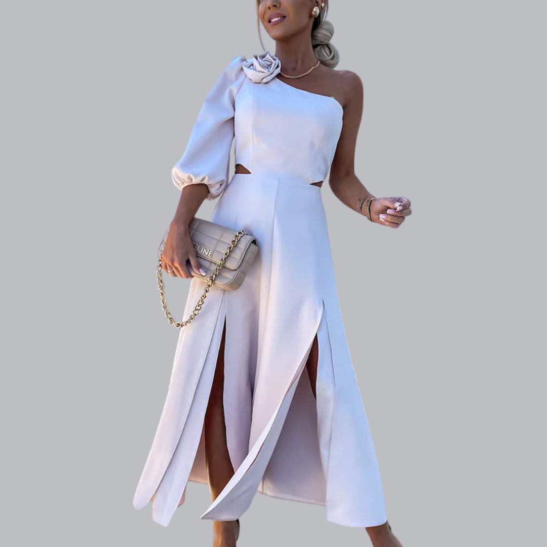 Valeria™ | Eleganter Ein-Schulter Jumpsuit mit Schlitz-Design