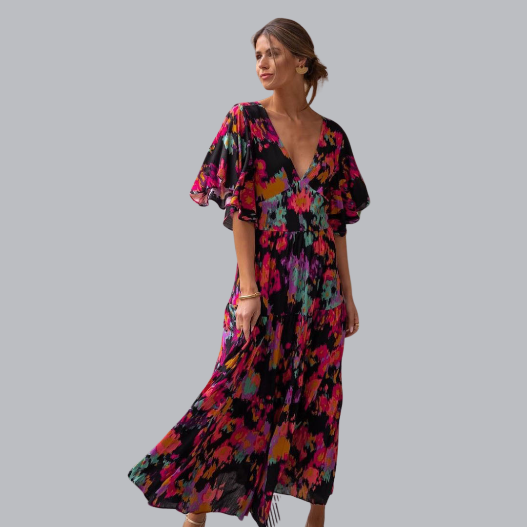 Waltraudis™ | Luftiges Maxikleid mit farbenfrohem Print