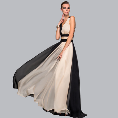 Isabelle™ | Zweifarbiges Maxikleid mit fließendem Stoff