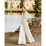 Slim-Fit Damenoverall Celia mit weitem Bein in Weiß