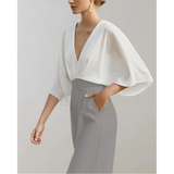 Slim-Fit Damenoverall Celia mit weitem Bein in Weiß / Grau
