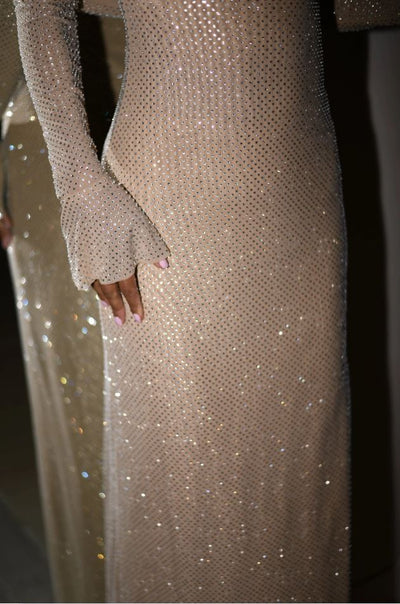 Glitzer-Maxi-Kleid | Eleganz & Glamour | Off-Shoulder-Stil