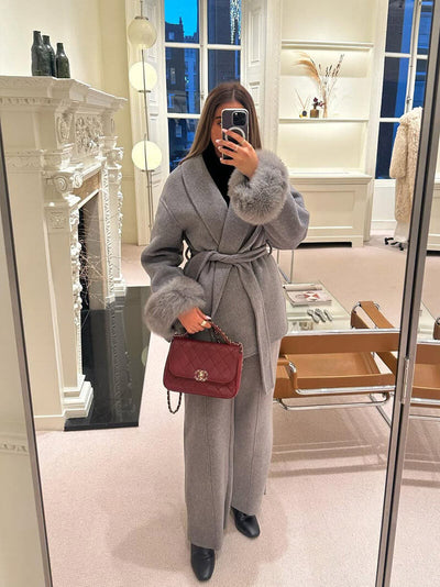 Damen Mantel mit Kunstfellbesatz – Eleganter Winter Kurzmantel