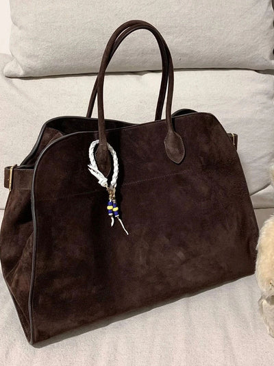 Große Damen Shopper Tasche – Strukturierte Schultertasche Wildleder/Leder