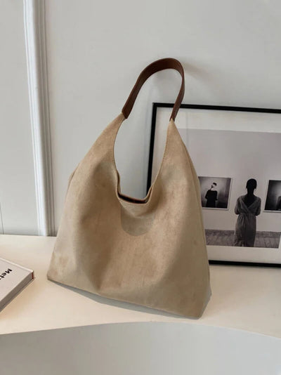 Elegante vegane Wildleder-Tasche – Geräumige Schulterhandtasche