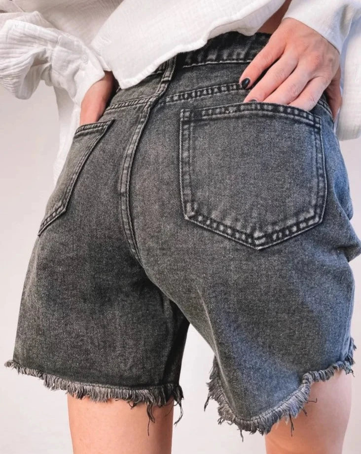 Damen High-Waist Denim Short