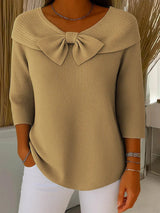 Strickpullover Damen mit Schleife in Khaki