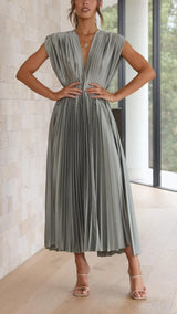 Maria – Elegantes Damen Plisseekleid in Gray