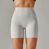 Taillenhohe Sportshorts - SquatSilk in Grauweiß