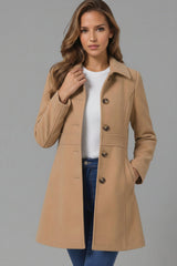 Taillierter A-Linien-Mantel - Cecile in Khaki
