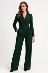 Taillierter Blazer-Jumpsuit Mit Weitem Bein - Luisa in Grün
