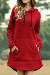 Tunika-Kleid Mit Känguru-Tasche - Pauline in Rot
