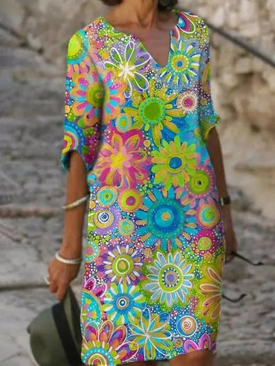 Harlee - Kleid mit V-Ausschnitt und Blumendruck