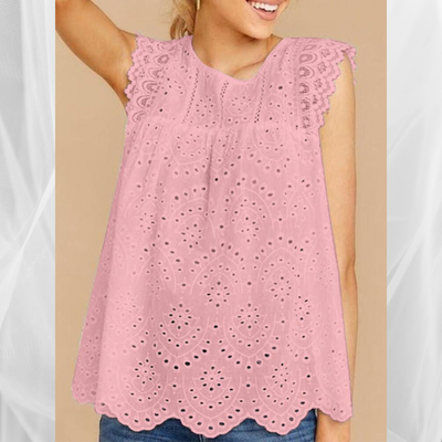 Avelena | Ärmellose Spitze Häkel Bluse