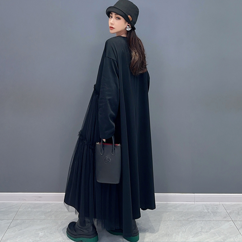 Avelena | Lockere Falten Patchwork Mesh Kleid