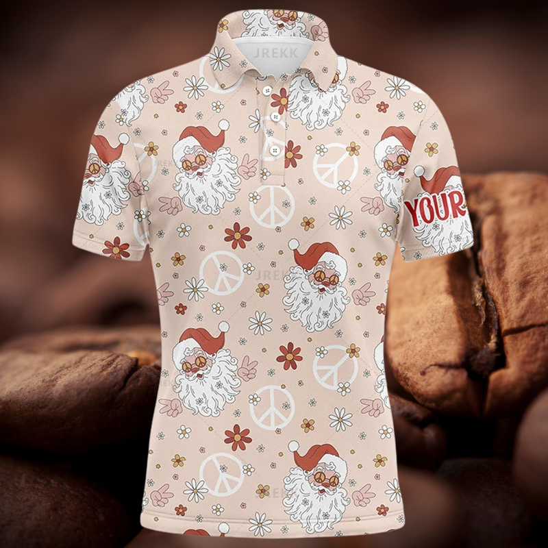 Avelena | Herren 3D Weihnachts Golfmuster Polo-Shirt