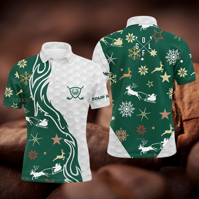 Avelena | Herren 3D Weihnachts Golfmuster Polo-Shirt