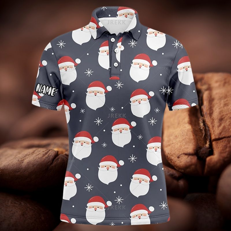 Avelena | Herren 3D Weihnachts Golfmuster Polo-Shirt