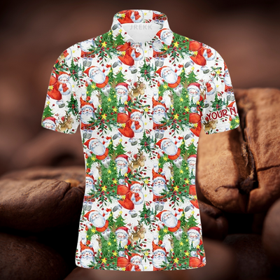 Avelena | Herren 3D Weihnachts Golfmuster Polo-Shirt