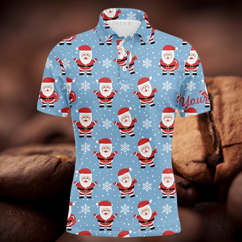 Avelena | Herren 3D Weihnachts Golfmuster Polo-Shirt