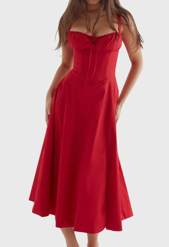 Karoline | Midi-Bustier-Korsett-Sonnenkleid