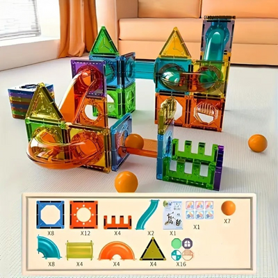 GlowTiles - Magnetisches leuchtendes Bauset – 69-teiliges STEM-Kreativitätsset für Kinder