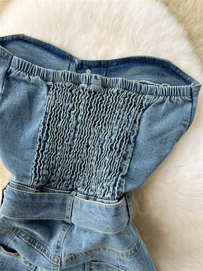 Avelena | Ärmelloses Denim Bodycon Kleid