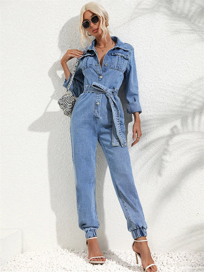 Premium Damen-Denim-Jumpsuit – Ärmelloser Einteiler Overall