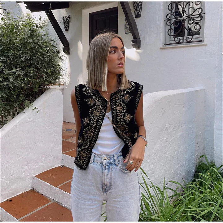 Vintage Bestickte Weste mit Eleganten Details