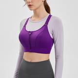 Vorne Reissverschluss Sport BH - PowerFlexa in Violett
