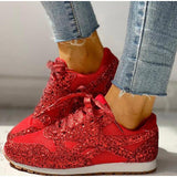 Trendy Damen Glitter Sneakers - Miranda in Rot