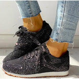 Trendy Damen Glitter Sneakers - Miranda in Schwarz