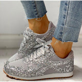 Trendy Damen Glitter Sneakers - Miranda in Silber