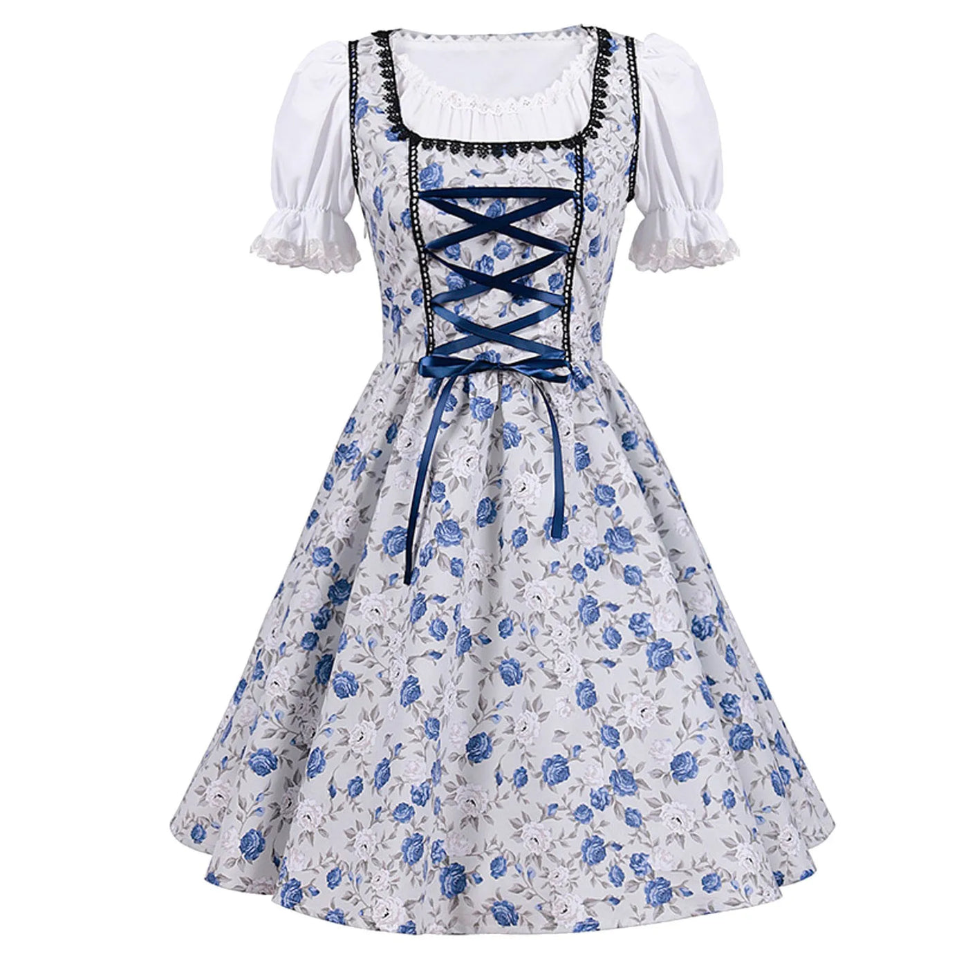Damen Traditionelles Blau Oktoberfest Dirndl Kleid