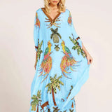 Weites Knöchel-Kaftan - Luana in Blau