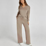 Weites Loungewear-Set Mit Weitem Bein - Joleen in Braun