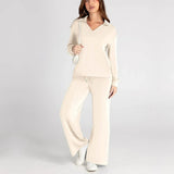 Weites Loungewear-Set Mit Weitem Bein - Joleen in Beige