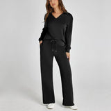 Weites Loungewear-Set Mit Weitem Bein - Joleen in Schwarz