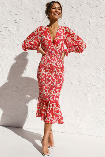 Midikleid mit Blumenmuster | Feminin und Eleganz | Romantischer Stil