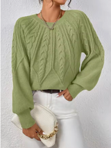 Daniela | Eleganter Zopfmuster-Pullover Für Damen in Hellgrün