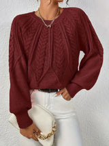 Daniela | Eleganter Zopfmuster-Pullover Für Damen in Rot