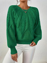 Daniela | Eleganter Zopfmuster-Pullover Für Damen in Grün