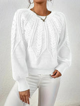 Daniela | Eleganter Zopfmuster-Pullover Für Damen in Weiß