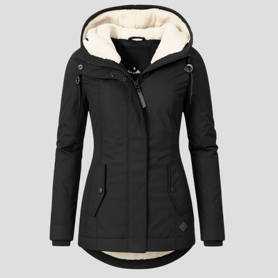 Winterjacke für Damen mit Kapuze und kuscheligem Futter – lange Ärmel