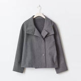 Drune | Damen Kurzer Übergröße Trenchcoat für Den Herbst in Dunkelgrau